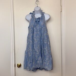 STITCHDROP The Cuddle Eyelet Sleeveless Dress. Size S, Blue, NEW